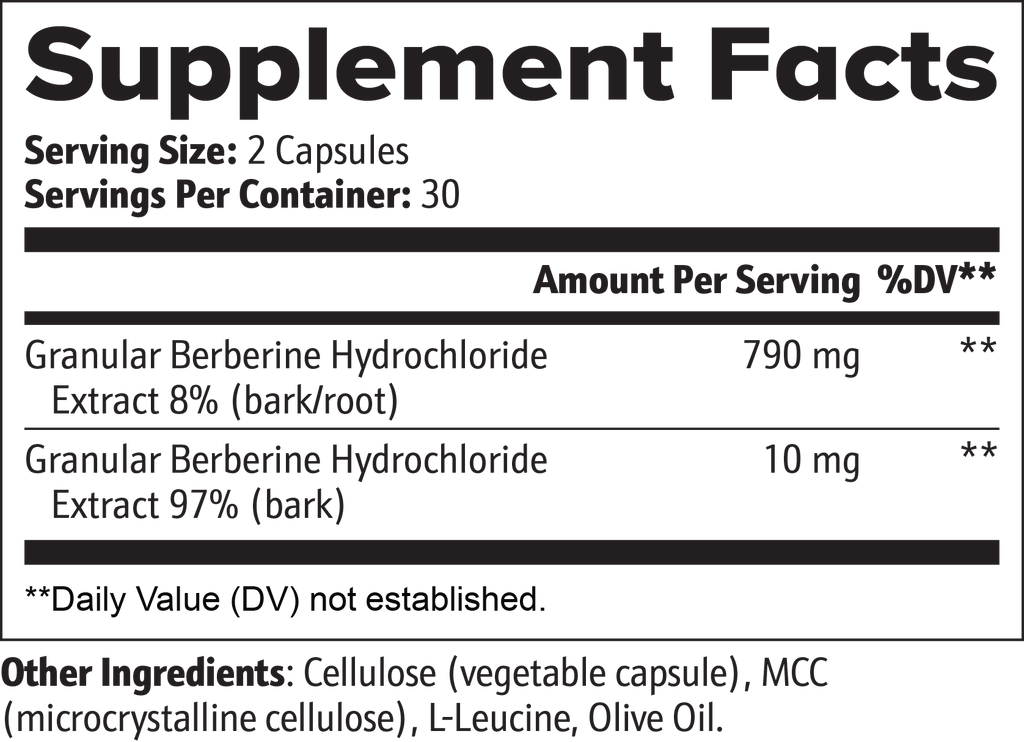 Berberine  -- Helps maintain normal blood sugar levels, promote heart health, and assist with weight management.