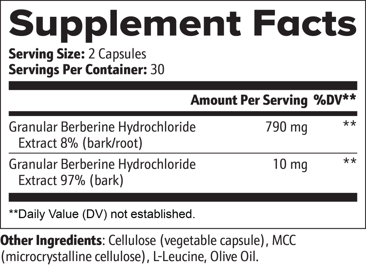 Berberine  -- Helps maintain normal blood sugar levels, promote heart health, and assist with weight management.